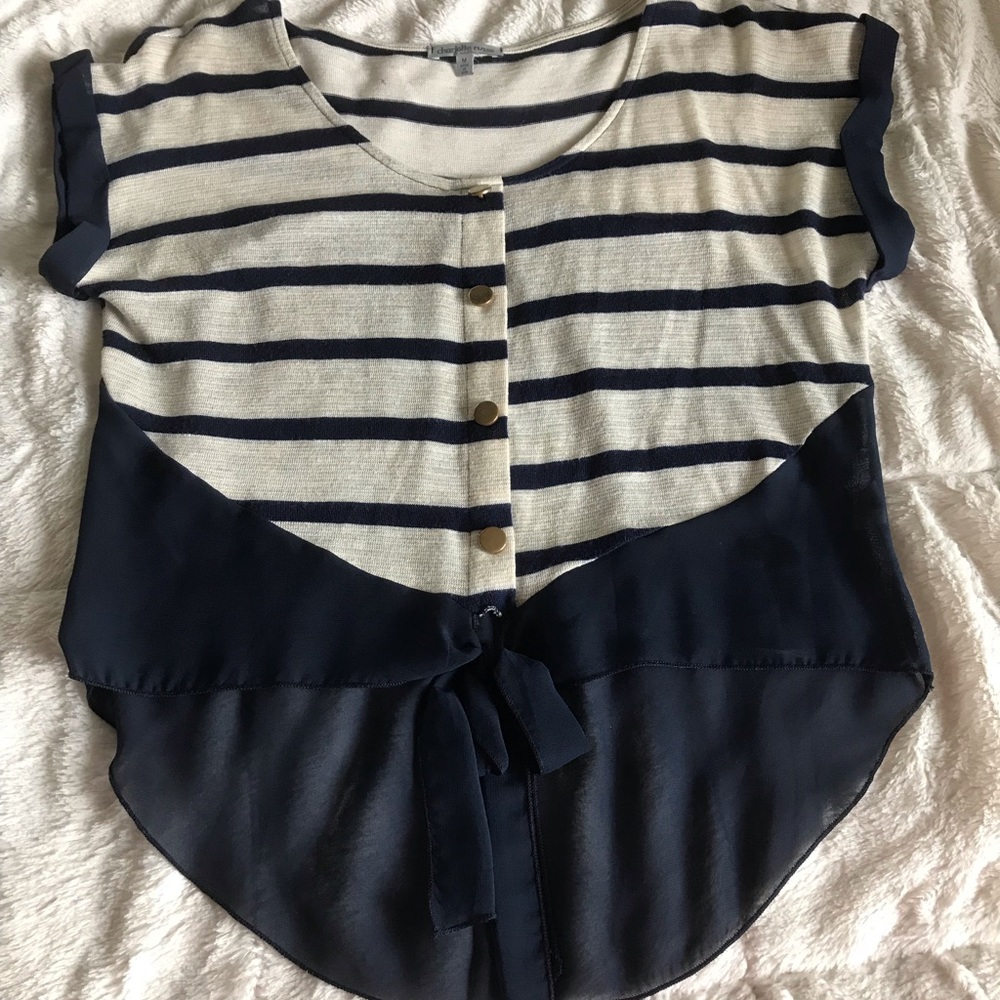 Navy and Cream sheer back shirt